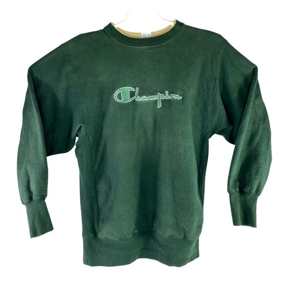 Vtg 90s Mens XL Champion Reverse Weave Forest Green Spellout Crewneck Sweatshirt - Picture 1 of 7